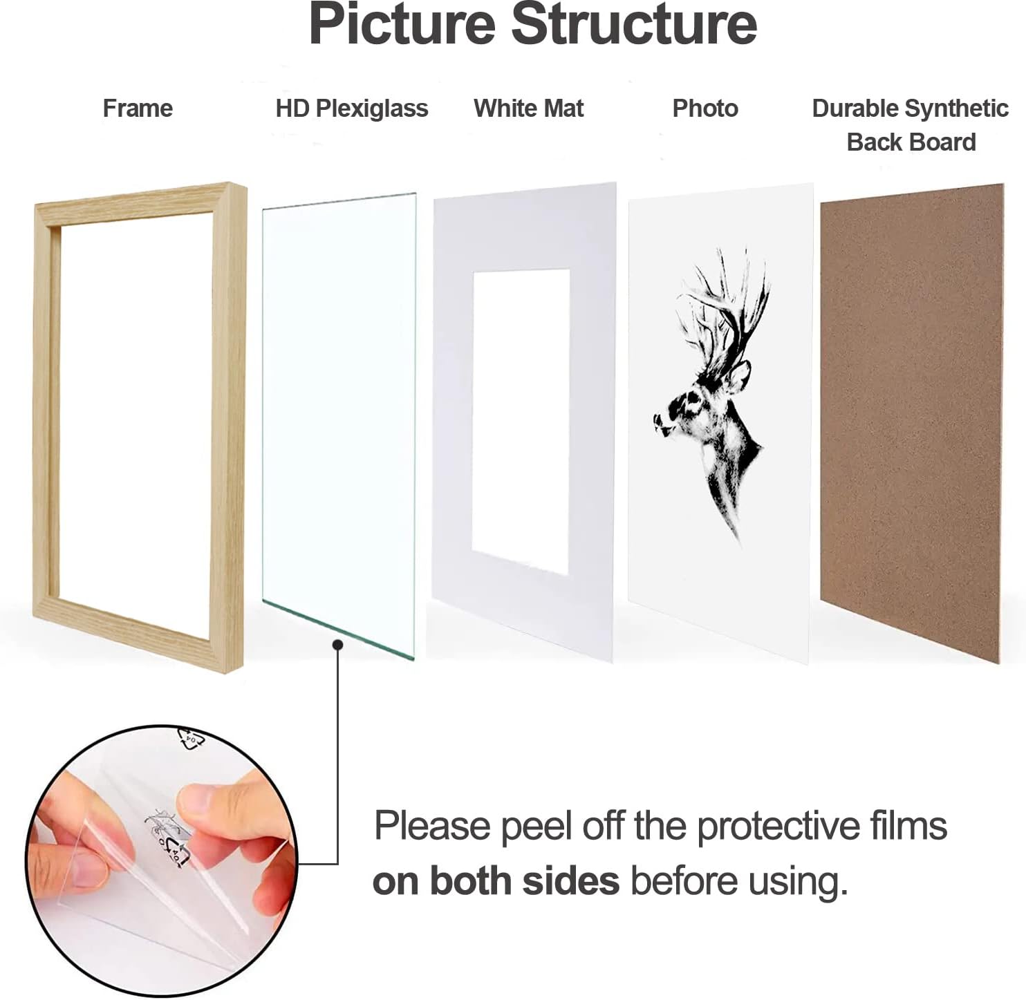 Yaetm 16x20 Picture Frame Matted to 11x14 Set of 4, Natural Solid Oak Wood 16x20 Frame for Gallery Wall, Photos, Posters & Art Prints, Horizontal and Vertical Wall Mount (4 pack, Oak)