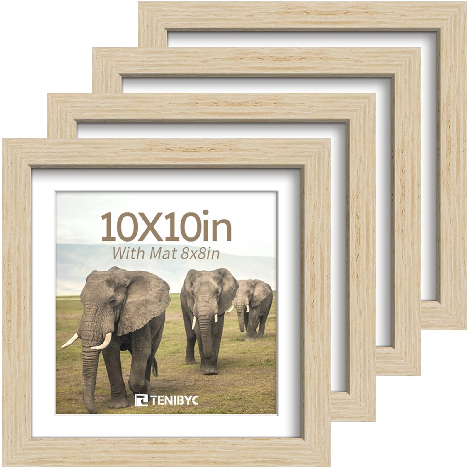 12x16 Picture Frame Set - 4 Pack, Walnut Solid Wood Photo Frames - Tempered Glass - Displays Photos 8.5x11 with Mat or 12 x 16 without - Room, Office, Gallery, Studio, and Hallway Decor - Wall Hanging