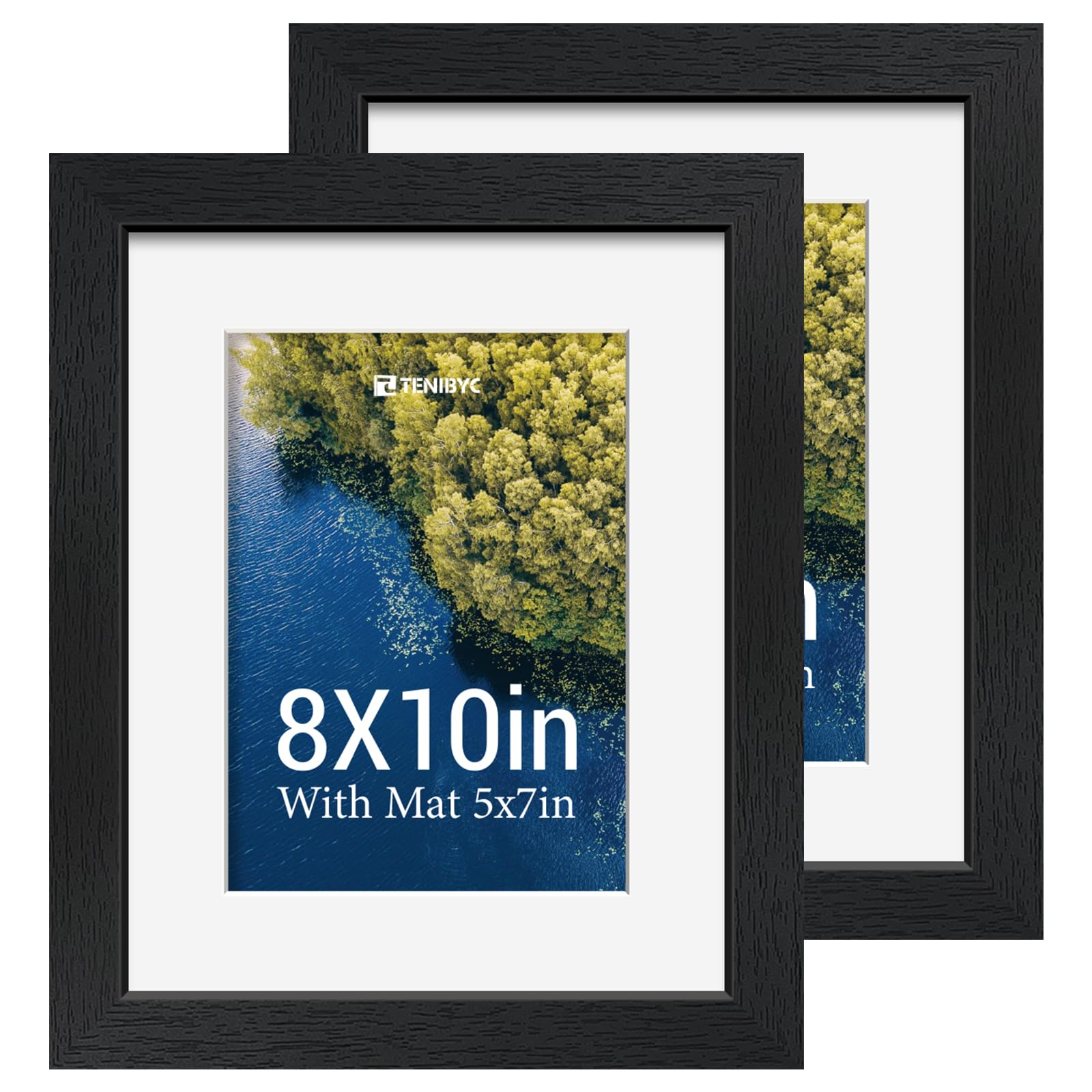12x16 Picture Frame Set - 4 Pack, Walnut Solid Wood Photo Frames - Tempered Glass - Displays Photos 8.5x11 with Mat or 12 x 16 without - Room, Office, Gallery, Studio, and Hallway Decor - Wall Hanging
