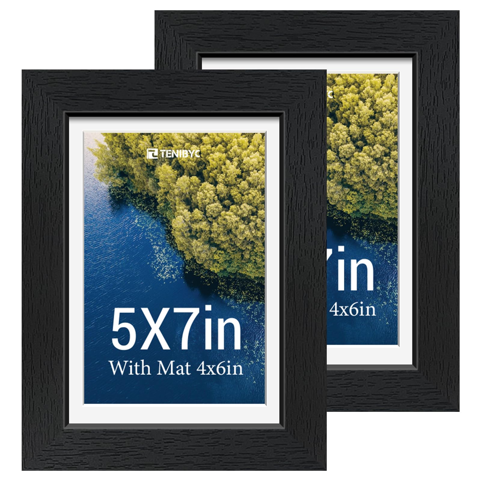 12x16 Picture Frame Set - 4 Pack, Walnut Solid Wood Photo Frames - Tempered Glass - Displays Photos 8.5x11 with Mat or 12 x 16 without - Room, Office, Gallery, Studio, and Hallway Decor - Wall Hanging