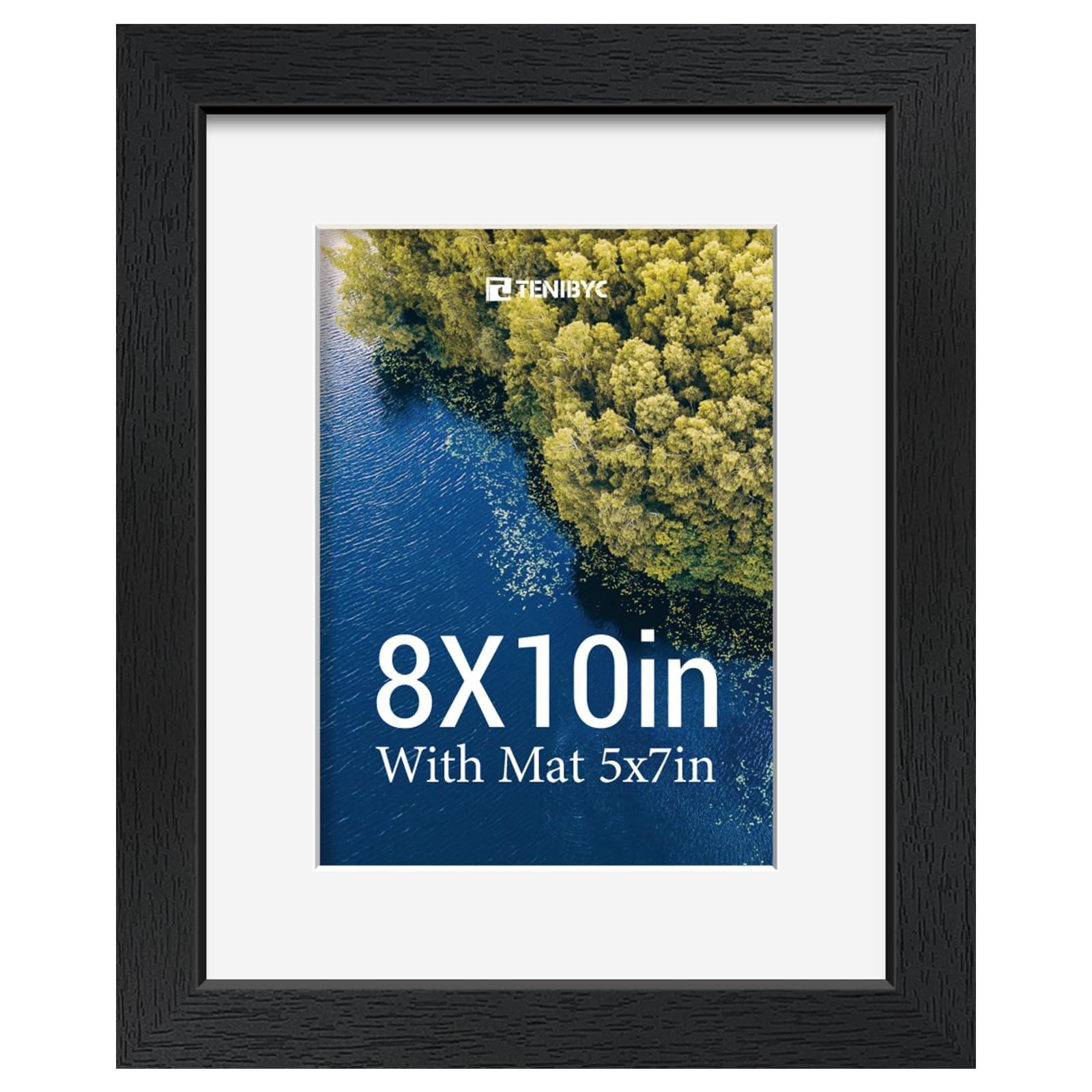 12x16 Picture Frame Set - 4 Pack, Walnut Solid Wood Photo Frames - Tempered Glass - Displays Photos 8.5x11 with Mat or 12 x 16 without - Room, Office, Gallery, Studio, and Hallway Decor - Wall Hanging