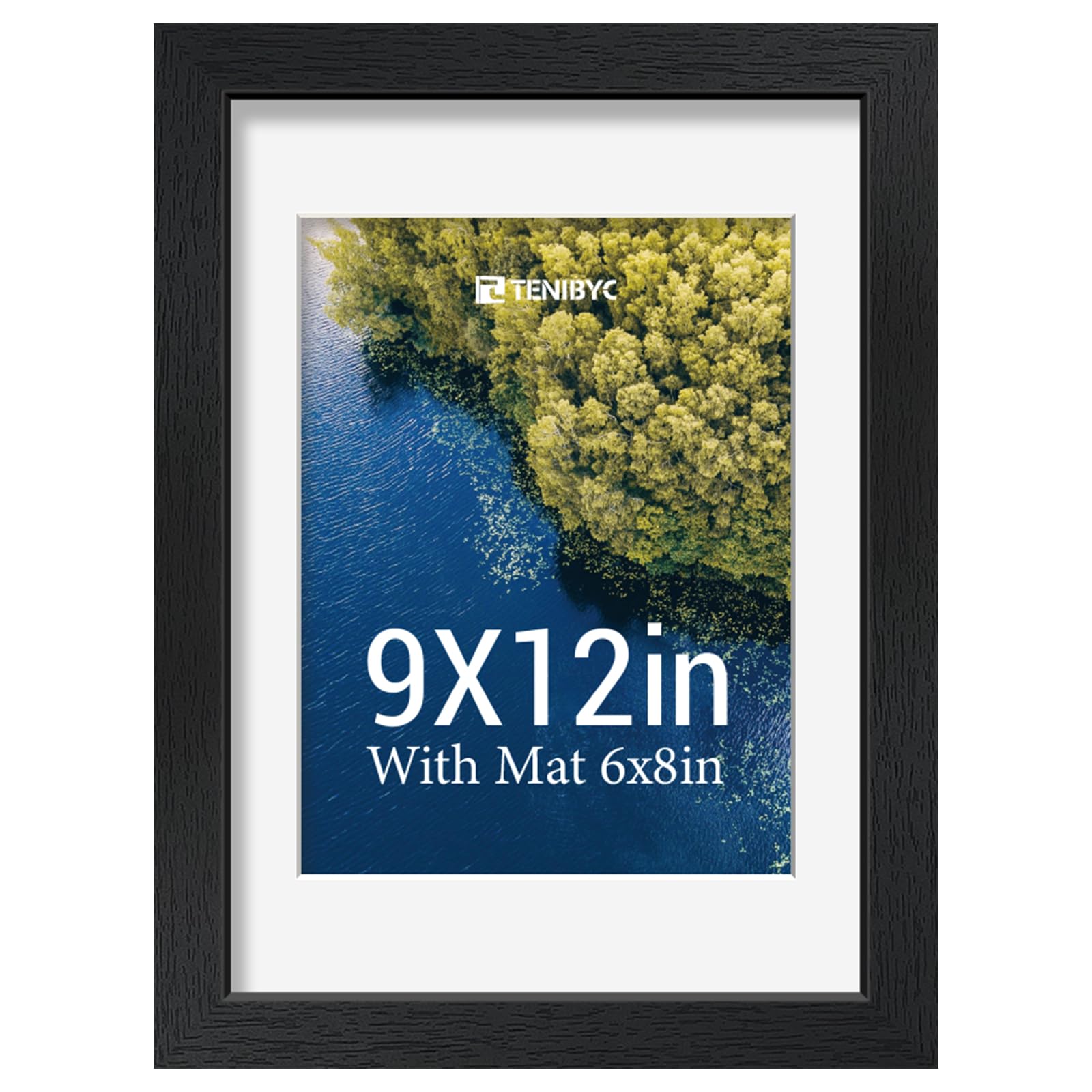 12x16 Picture Frame Set - 4 Pack, Walnut Solid Wood Photo Frames - Tempered Glass - Displays Photos 8.5x11 with Mat or 12 x 16 without - Room, Office, Gallery, Studio, and Hallway Decor - Wall Hanging