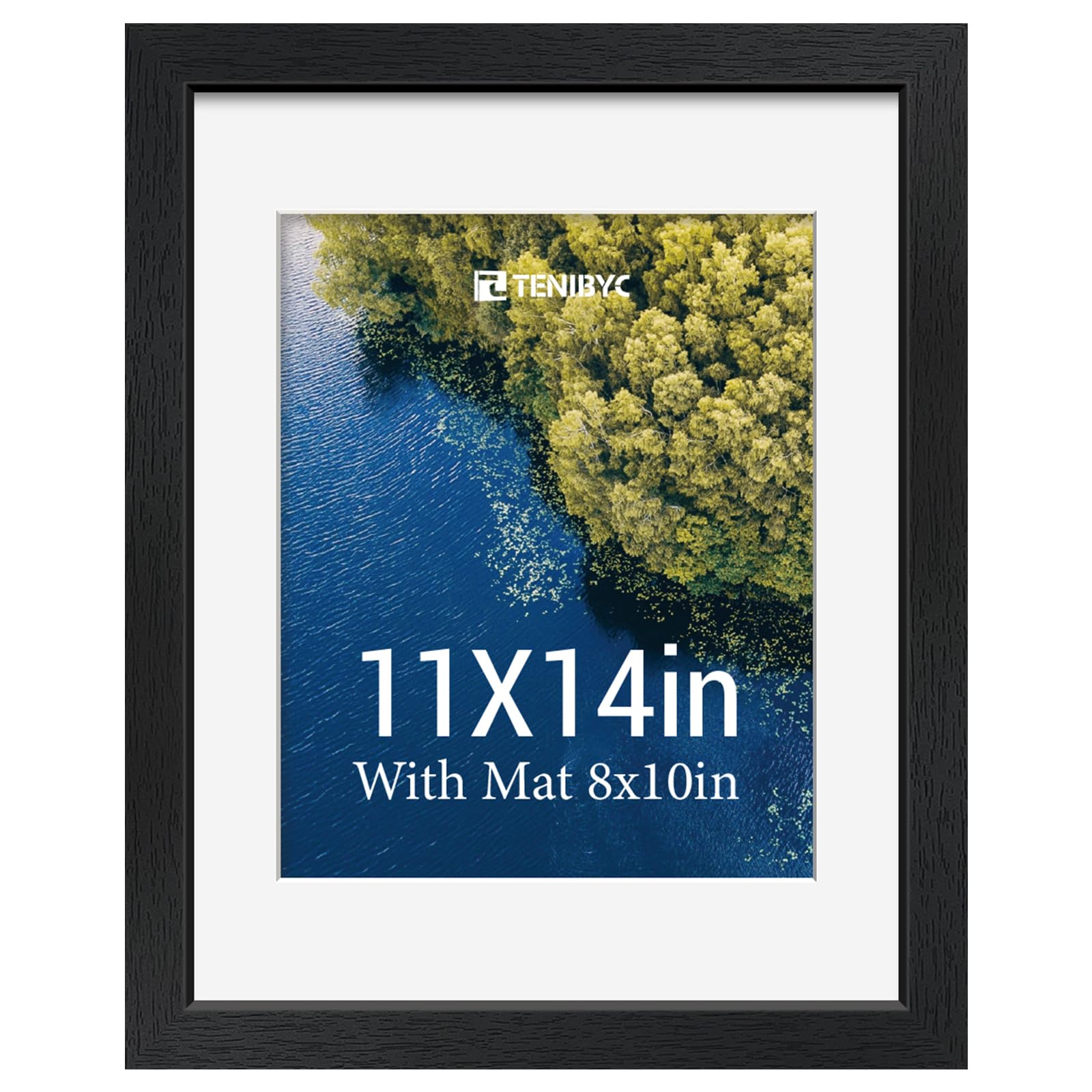 12x16 Picture Frame Set - 4 Pack, Walnut Solid Wood Photo Frames - Tempered Glass - Displays Photos 8.5x11 with Mat or 12 x 16 without - Room, Office, Gallery, Studio, and Hallway Decor - Wall Hanging
