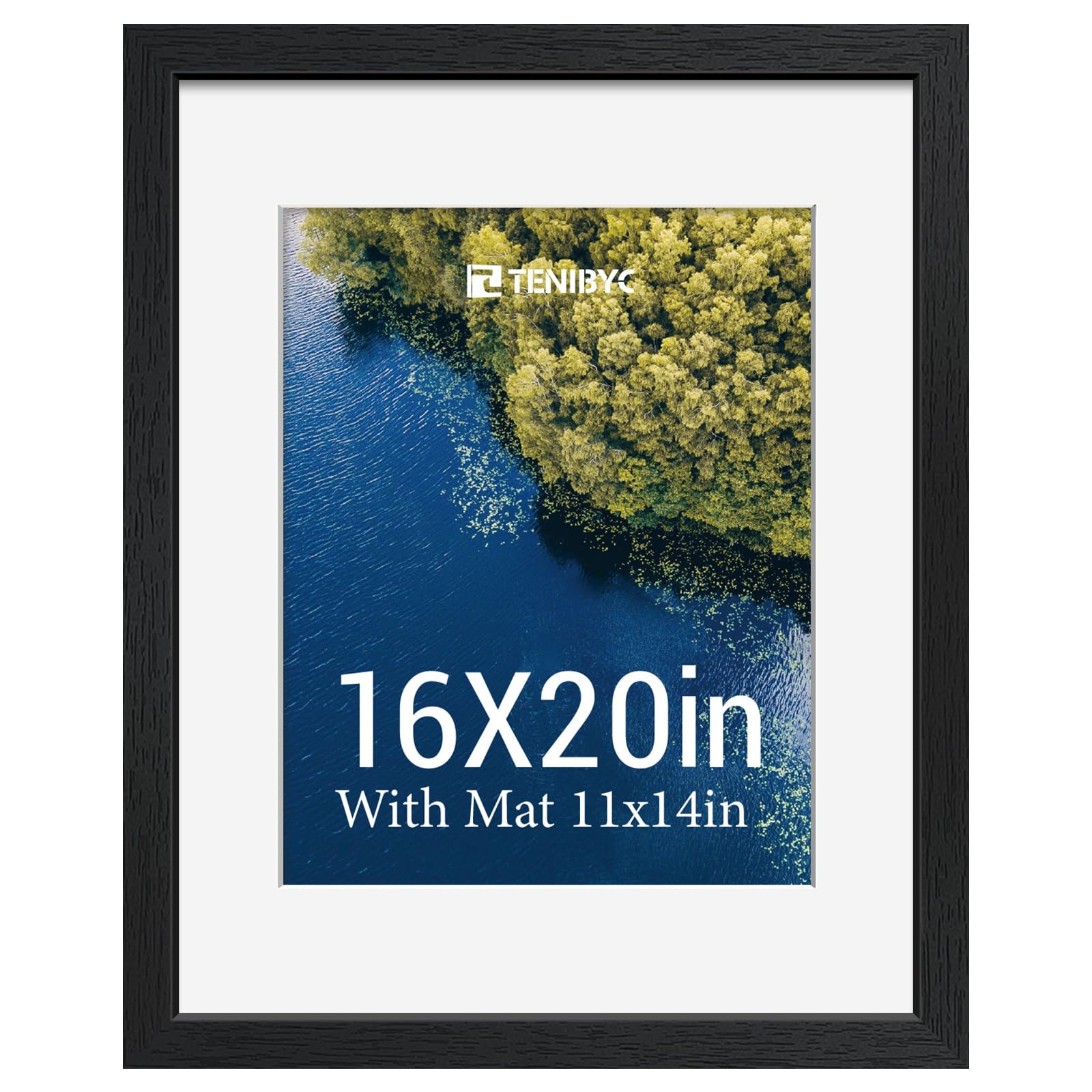 12x16 Picture Frame Set - 4 Pack, Walnut Solid Wood Photo Frames - Tempered Glass - Displays Photos 8.5x11 with Mat or 12 x 16 without - Room, Office, Gallery, Studio, and Hallway Decor - Wall Hanging