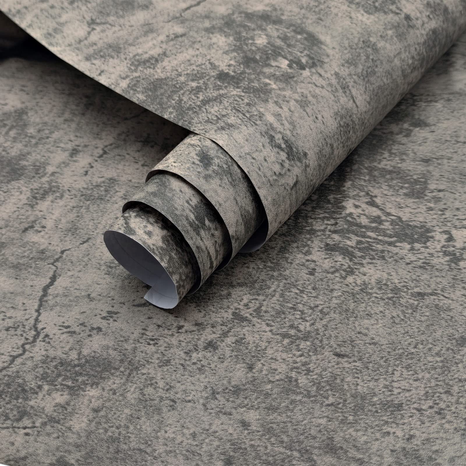 3yecao 24"×354" Wide Thick Light Brown Grey Concrete Wallpaper Peel and Stick 3D Distressed Faux Vinyl Wrap Industrial Cement Contact Paper Matte Textured Wall Sticker for Gym Bathroom Bedroom Walls