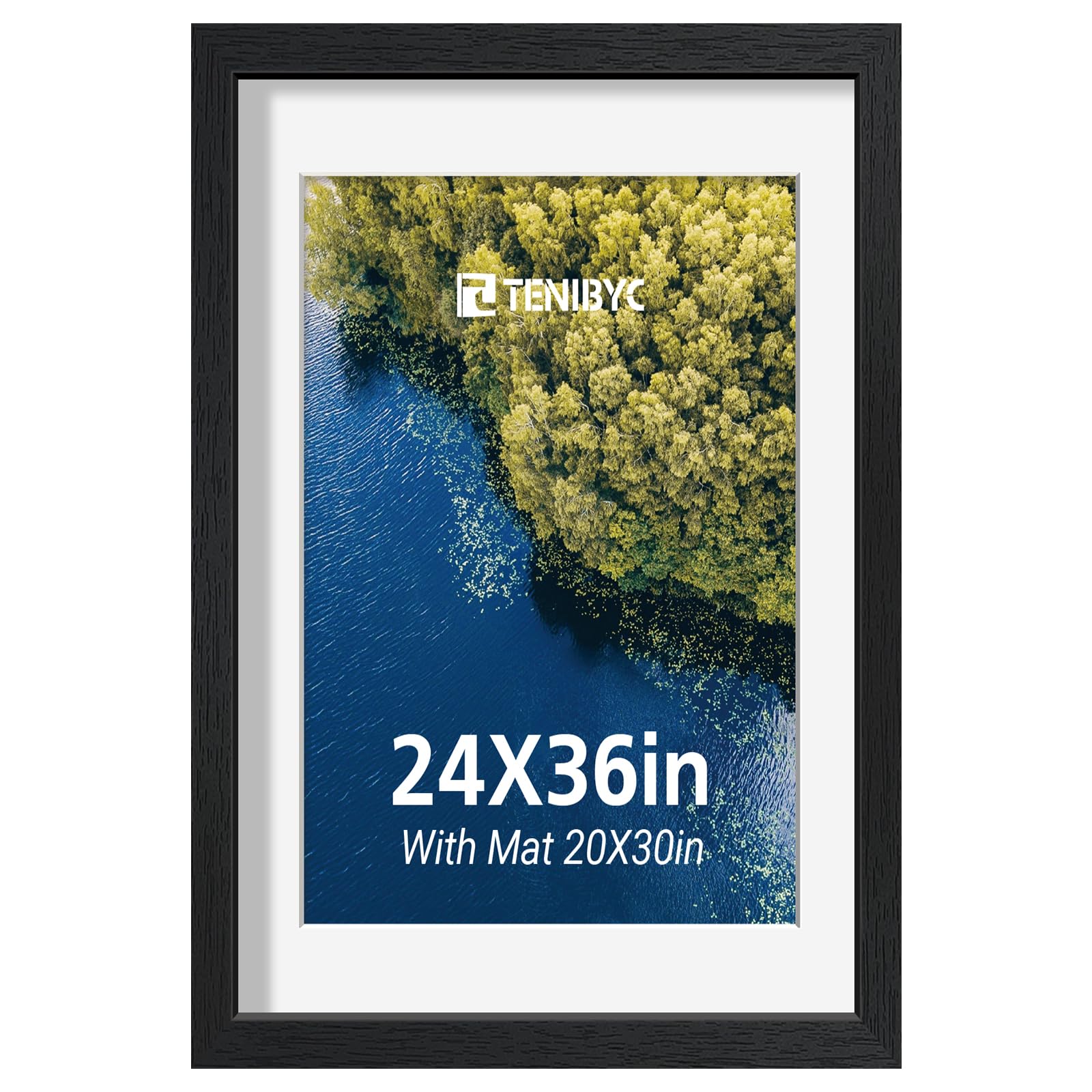 12x16 Picture Frame Set - 4 Pack, Walnut Solid Wood Photo Frames - Tempered Glass - Displays Photos 8.5x11 with Mat or 12 x 16 without - Room, Office, Gallery, Studio, and Hallway Decor - Wall Hanging