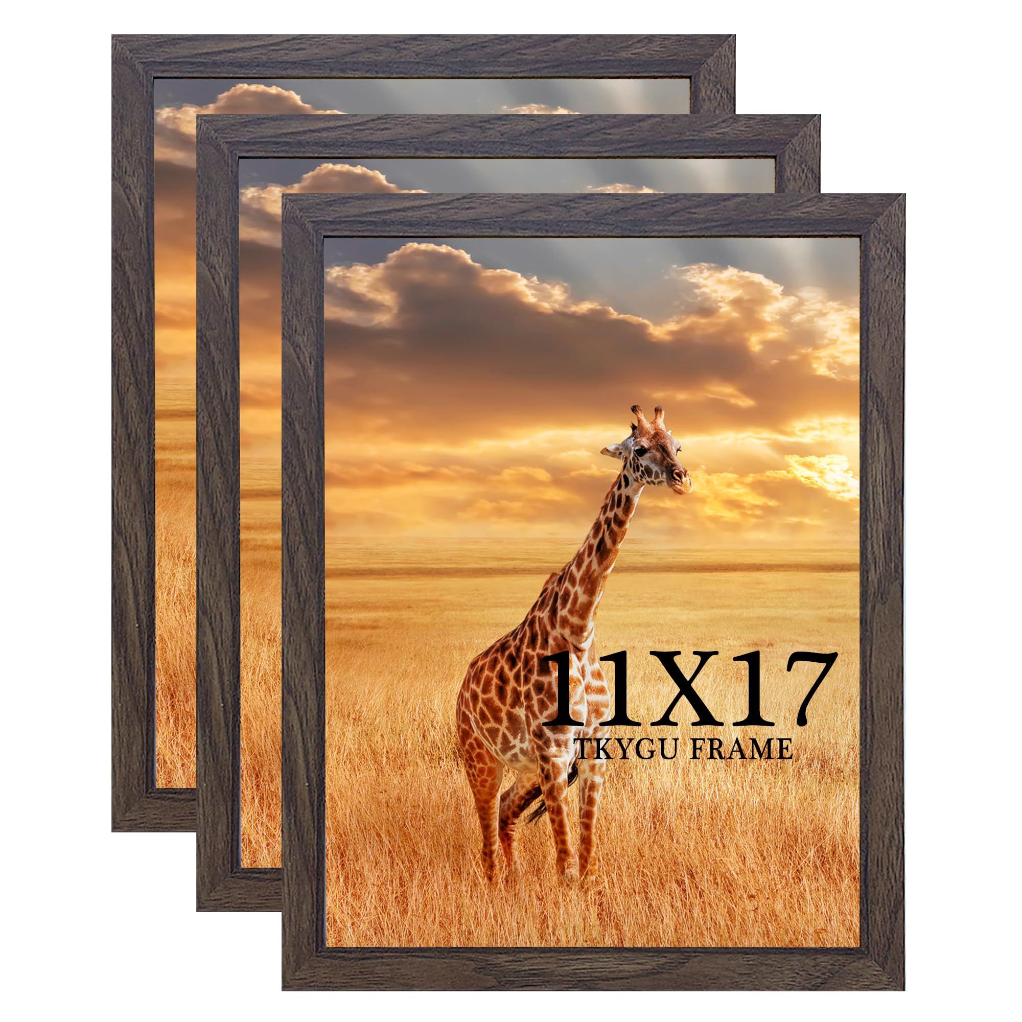 13x17 Picture Frame Set of 3, Wooden Frame Black for 13 x 17 Inch Picture Poster Photo with Durable Shatter Resistant Plexiglass,Wall Gallery Poster Photo frame 13 by 17 Frame for Wall best gift