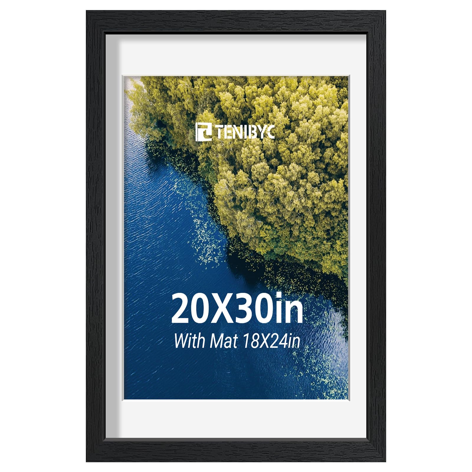 12x16 Picture Frame Set - 4 Pack, Walnut Solid Wood Photo Frames - Tempered Glass - Displays Photos 8.5x11 with Mat or 12 x 16 without - Room, Office, Gallery, Studio, and Hallway Decor - Wall Hanging
