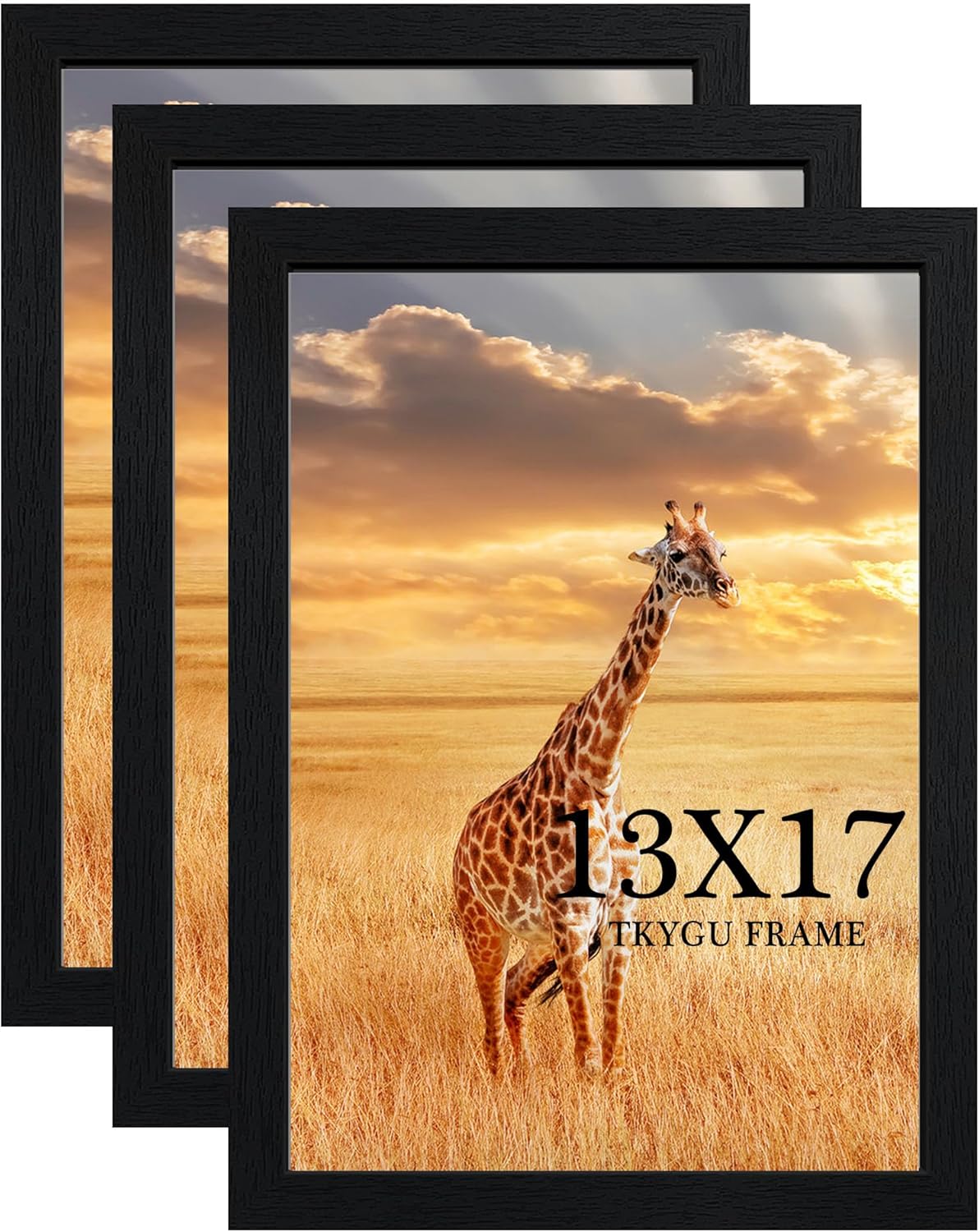 13x17 Picture Frame Set of 3, Wooden Frame Black for 13 x 17 Inch Picture Poster Photo with Durable Shatter Resistant Plexiglass,Wall Gallery Poster Photo frame 13 by 17 Frame for Wall best gift