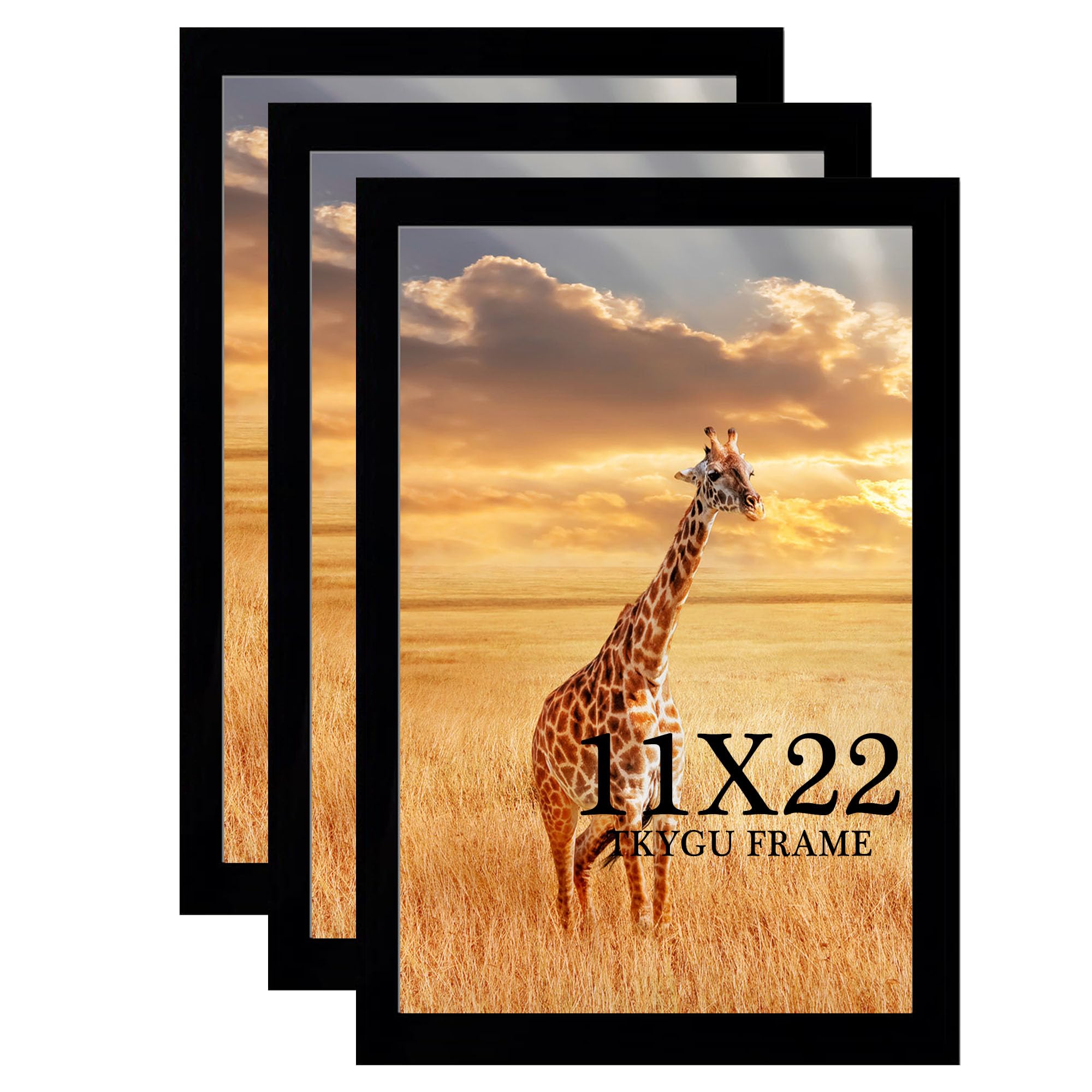 13x17 Picture Frame Set of 3, Wooden Frame Black for 13 x 17 Inch Picture Poster Photo with Durable Shatter Resistant Plexiglass,Wall Gallery Poster Photo frame 13 by 17 Frame for Wall best gift