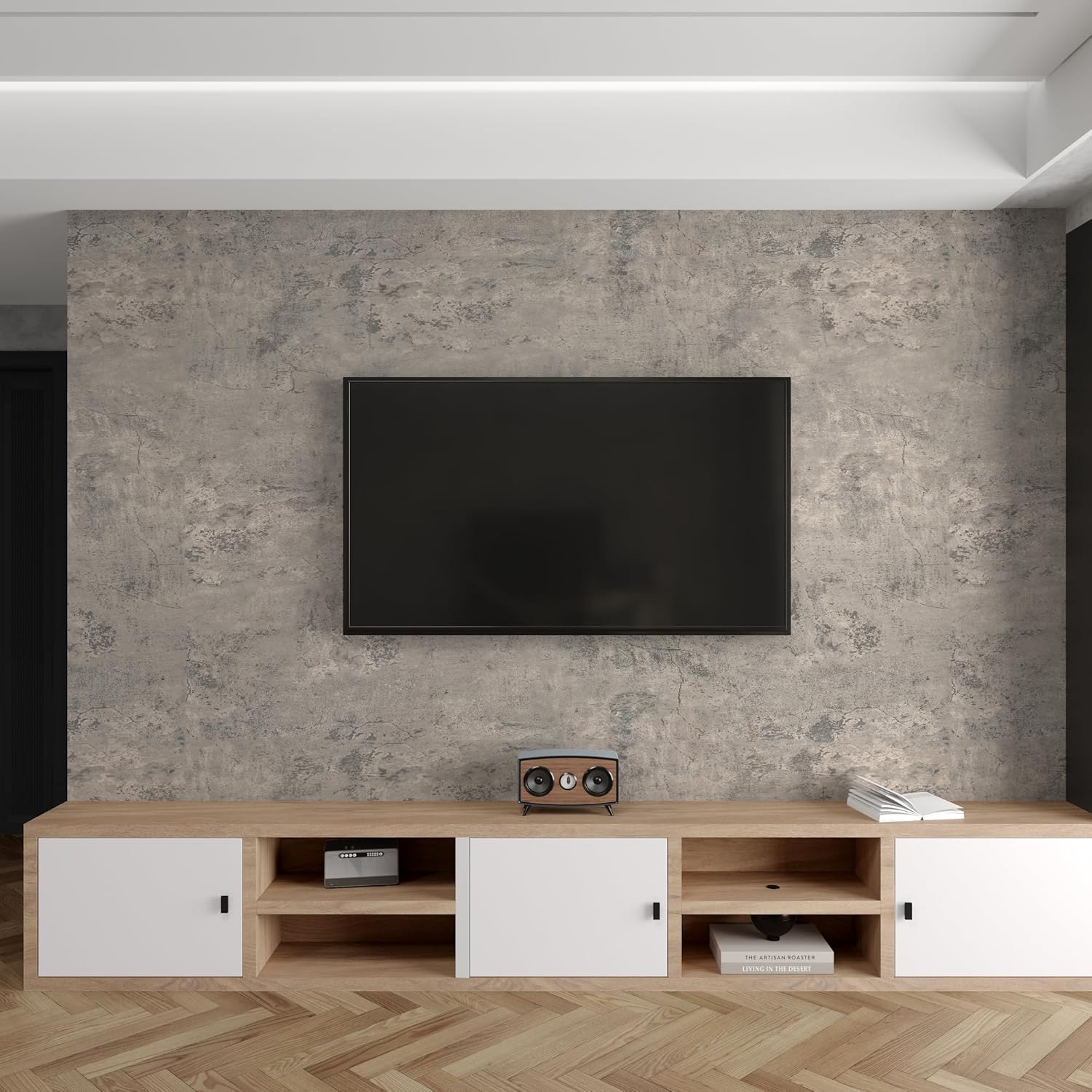3yecao 24"×354" Wide Thick Light Brown Grey Concrete Wallpaper Peel and Stick 3D Distressed Faux Vinyl Wrap Industrial Cement Contact Paper Matte Textured Wall Sticker for Gym Bathroom Bedroom Walls