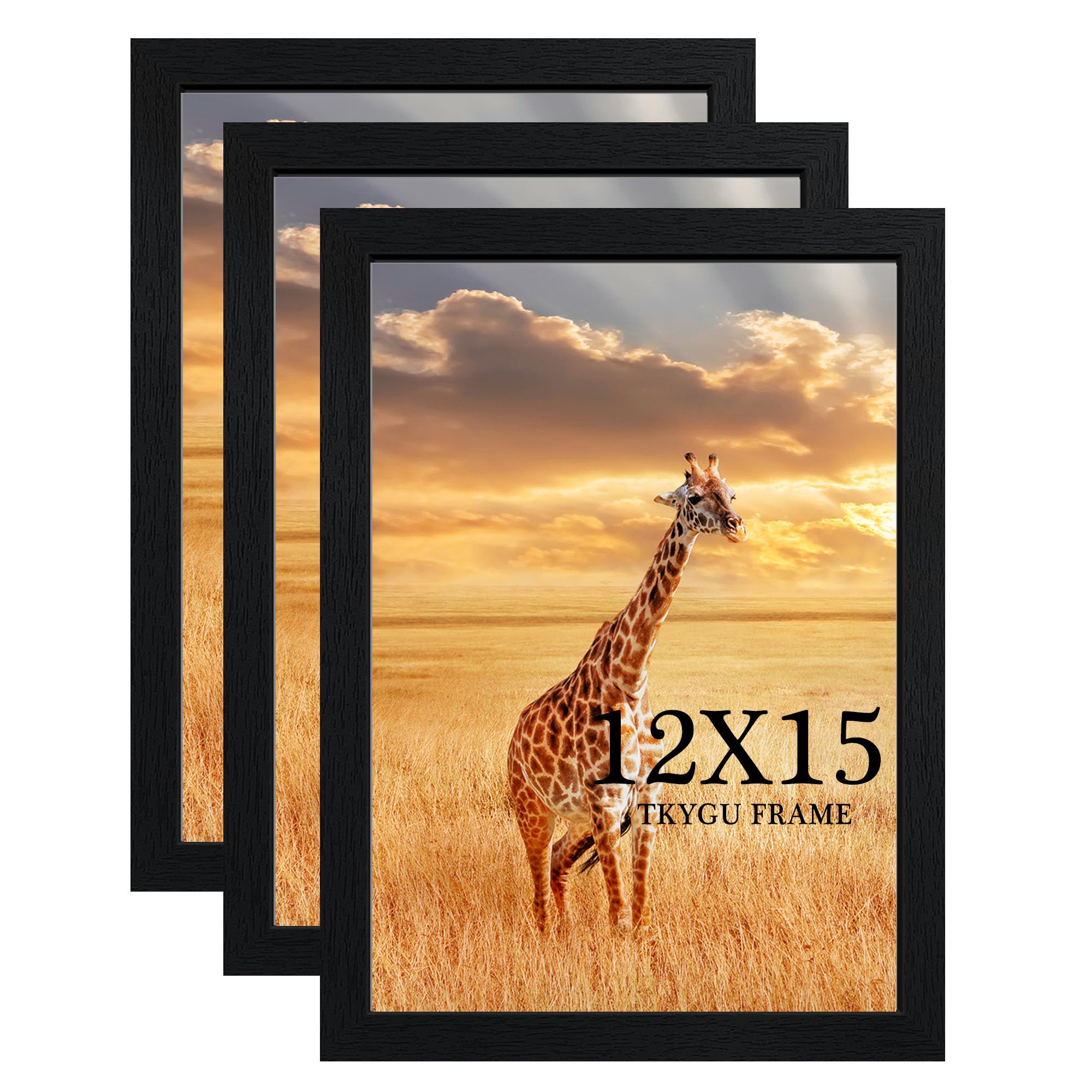 13x17 Picture Frame Set of 3, Wooden Frame Black for 13 x 17 Inch Picture Poster Photo with Durable Shatter Resistant Plexiglass,Wall Gallery Poster Photo frame 13 by 17 Frame for Wall best gift