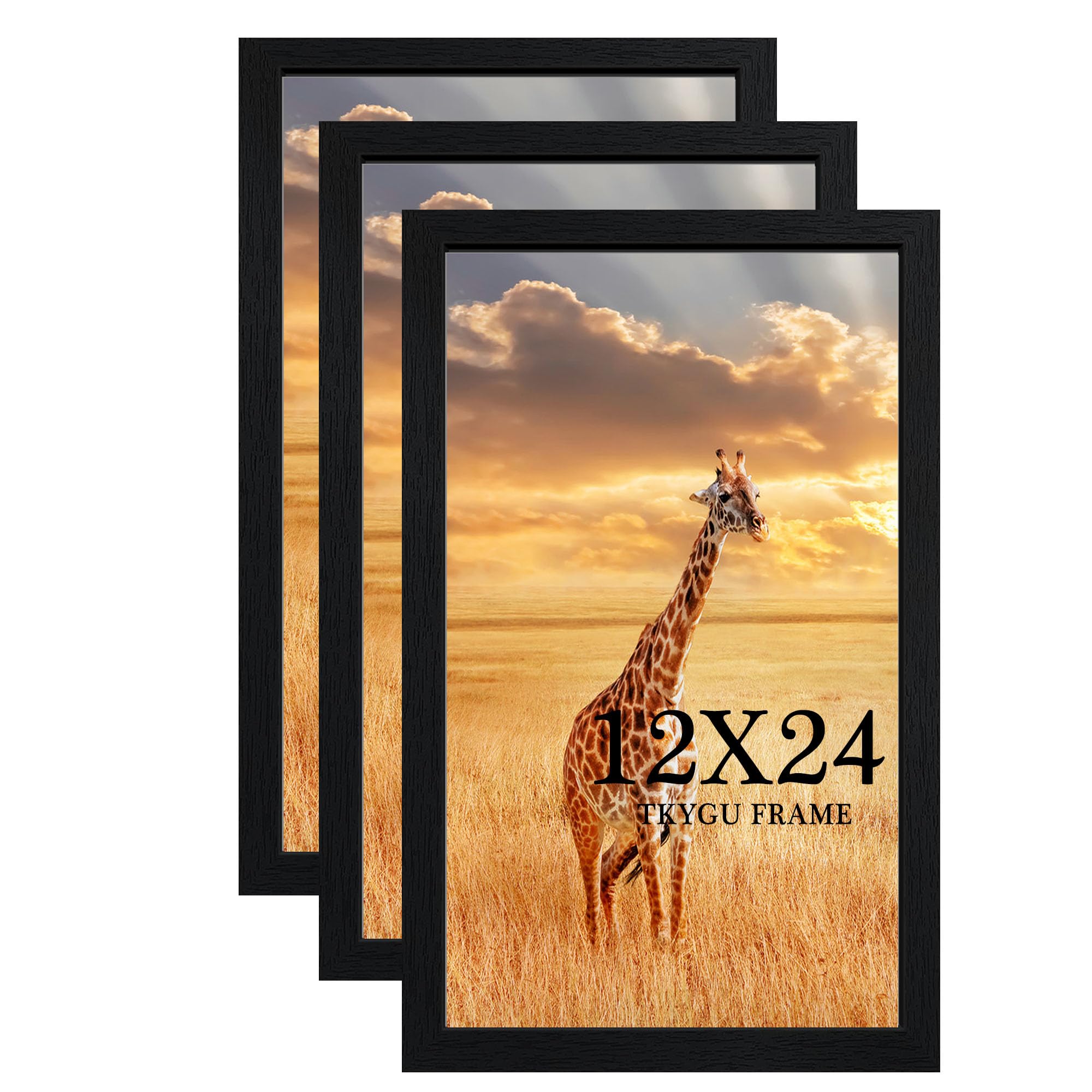 13x17 Picture Frame Set of 3, Wooden Frame Black for 13 x 17 Inch Picture Poster Photo with Durable Shatter Resistant Plexiglass,Wall Gallery Poster Photo frame 13 by 17 Frame for Wall best gift