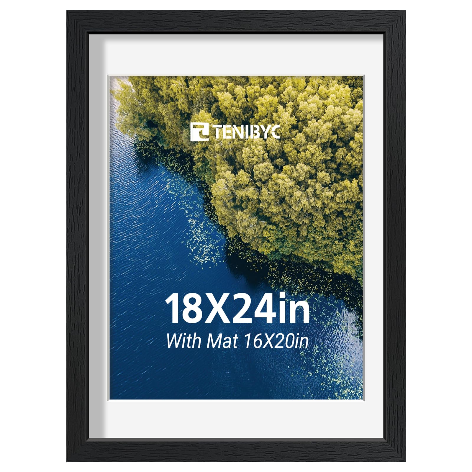 12x16 Picture Frame Set - 4 Pack, Walnut Solid Wood Photo Frames - Tempered Glass - Displays Photos 8.5x11 with Mat or 12 x 16 without - Room, Office, Gallery, Studio, and Hallway Decor - Wall Hanging