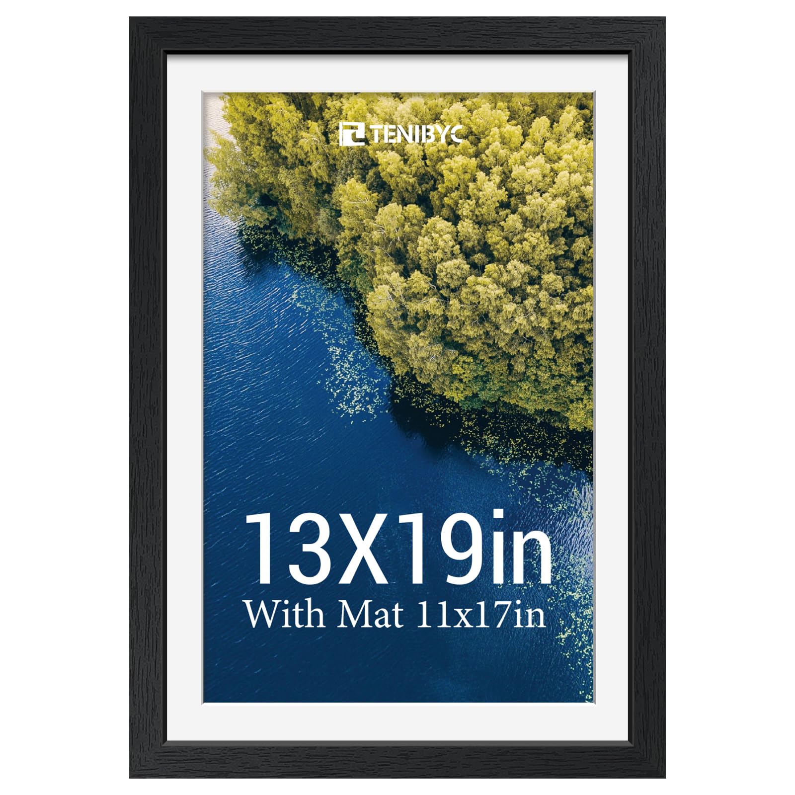 12x16 Picture Frame Set - 4 Pack, Walnut Solid Wood Photo Frames - Tempered Glass - Displays Photos 8.5x11 with Mat or 12 x 16 without - Room, Office, Gallery, Studio, and Hallway Decor - Wall Hanging